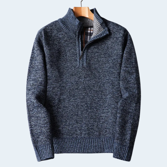 Warm Mens Quarter Zip Fleece Cardigan Sweater - OutfitLondon