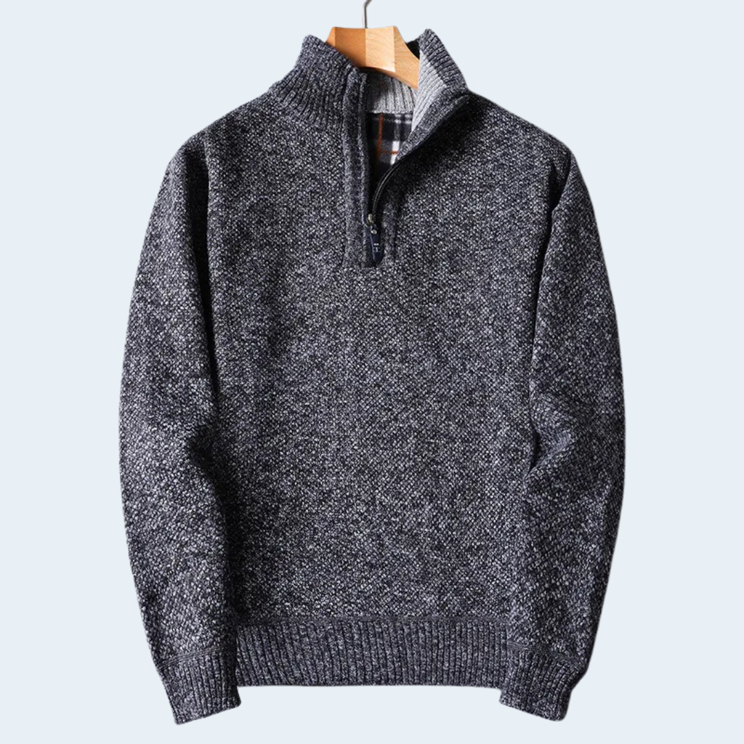 Warm Mens Quarter Zip Fleece Cardigan Sweater
