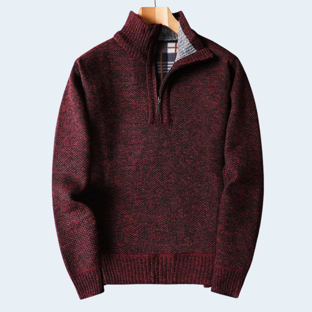 Warm Mens Quarter Zip Fleece Cardigan Sweater