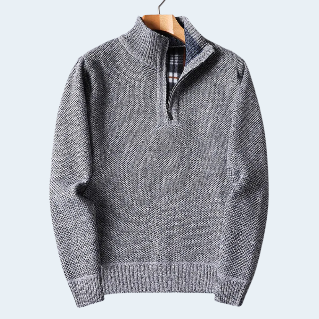 Warm Mens Quarter Zip Fleece Cardigan Sweater