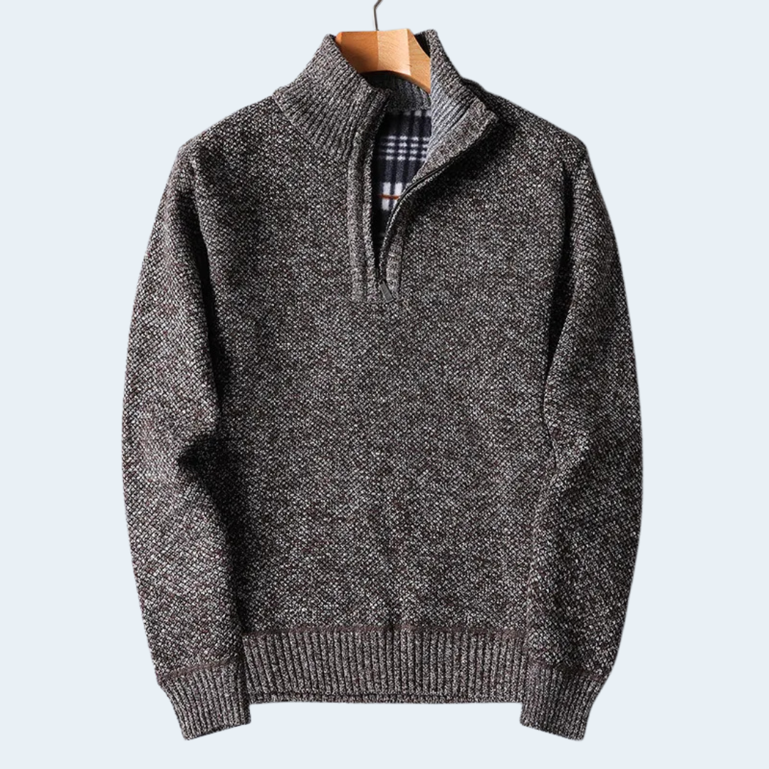 Warm Mens Quarter Zip Fleece Cardigan Sweater