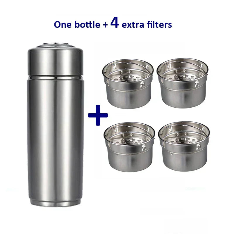 Pure Water Bottle with pH Filter Stainless Steel