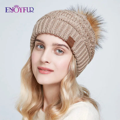 Warm Plush Fur Winter Beanie Hat