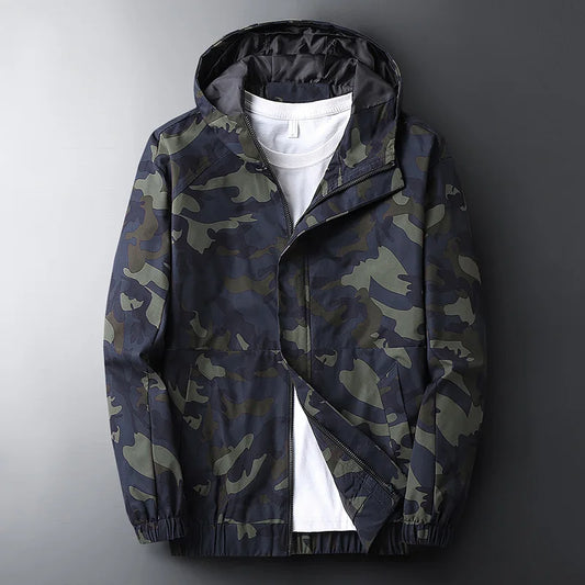Men's Camouflage Windbreaker Hooded Water Resistant Jacket - OutfitLondon