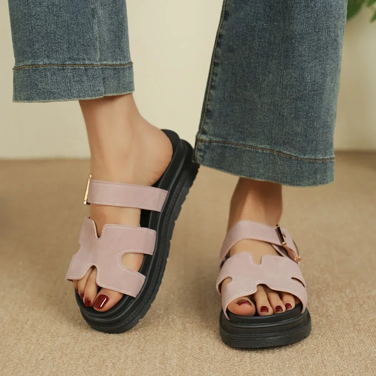 Trendy Buckle Sandals – Comfortable Summer Beach Slides