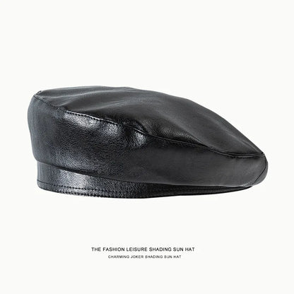 Stylish Synthetic Leather Beret Cap