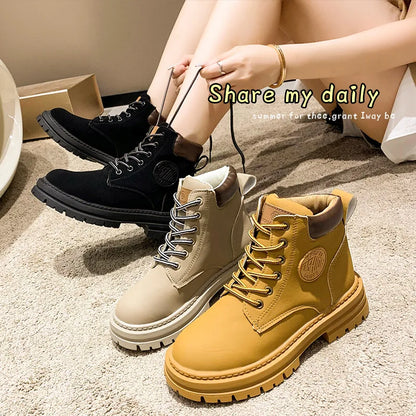 Women's Elegant Low Heel Lace Up Ankle Boots - OutfitLondon