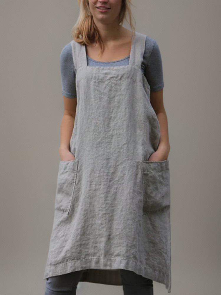 Women's Cotton Cross Back Utility Apron - OutfitLondon