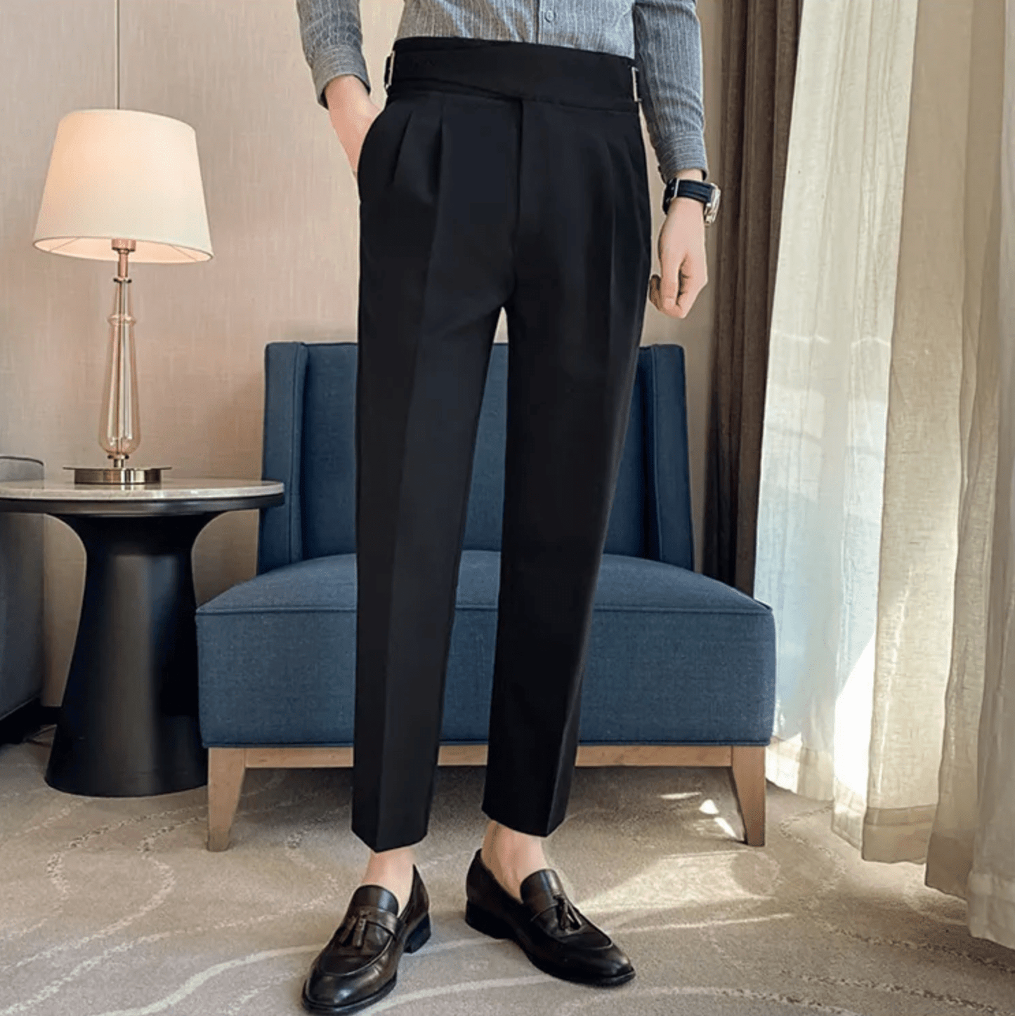 Classic Fit Formal Mens Pleated Dress Trousers