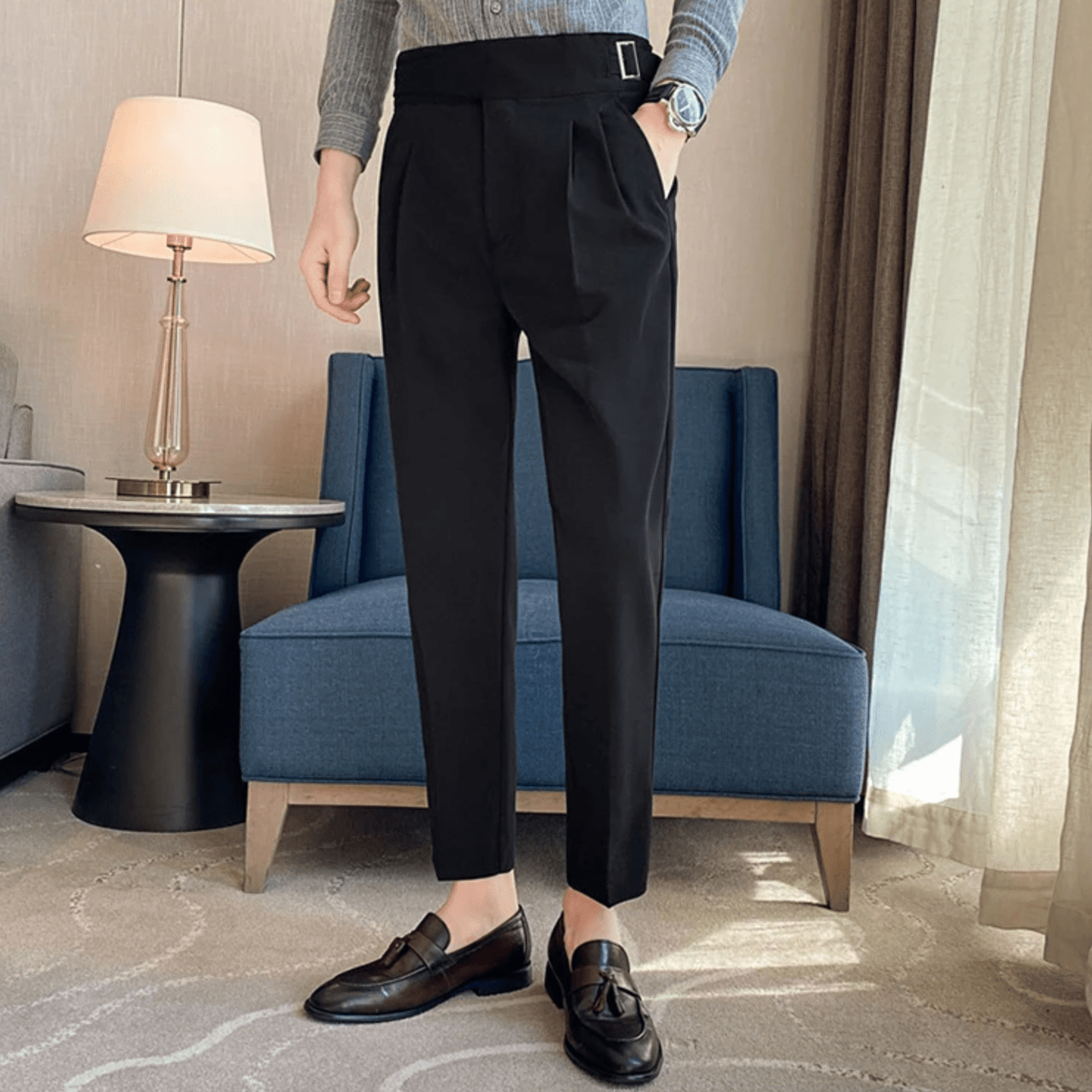 Classic Fit Formal Mens Pleated Dress Trousers
