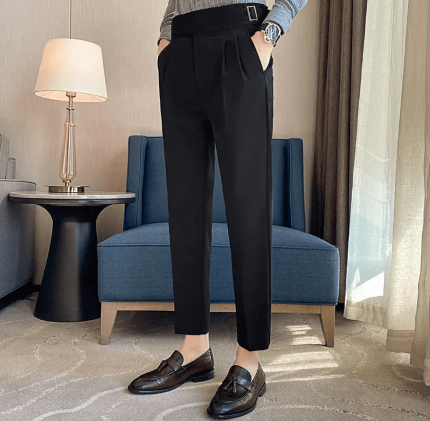 Classic Fit Formal Mens Pleated Dress Trousers