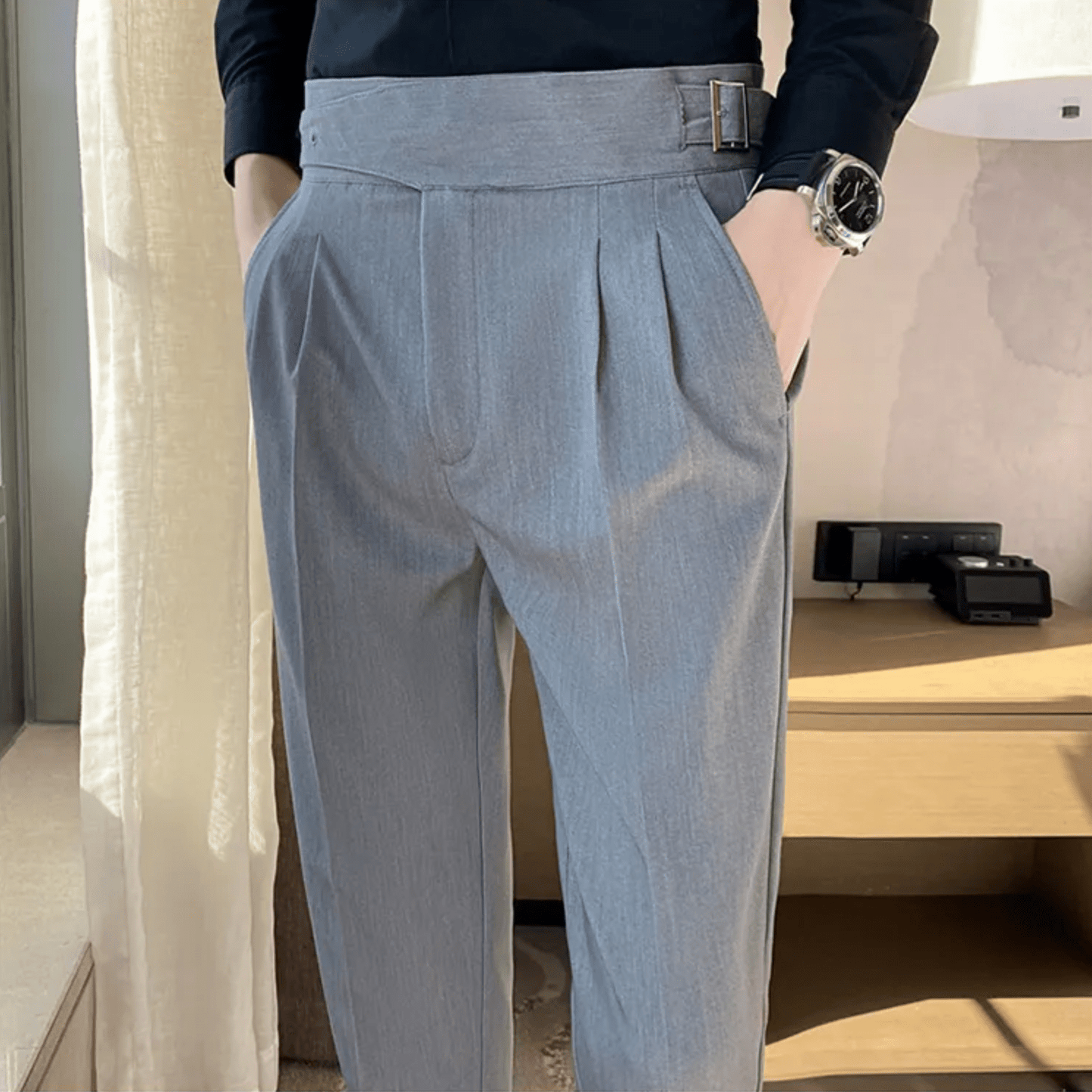 Classic Fit Formal Mens Pleated Dress Trousers