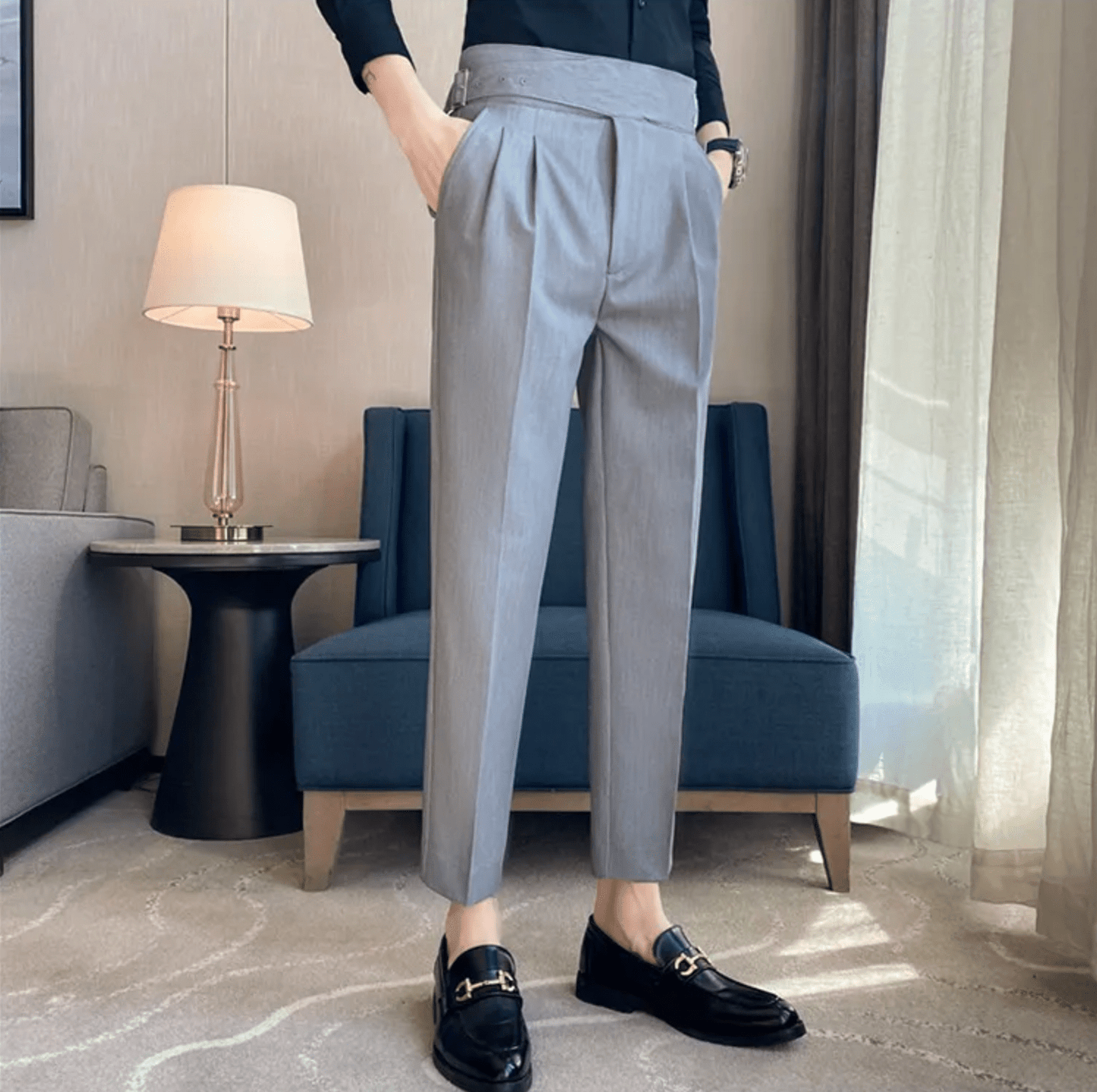 Classic Fit Formal Mens Pleated Dress Trousers