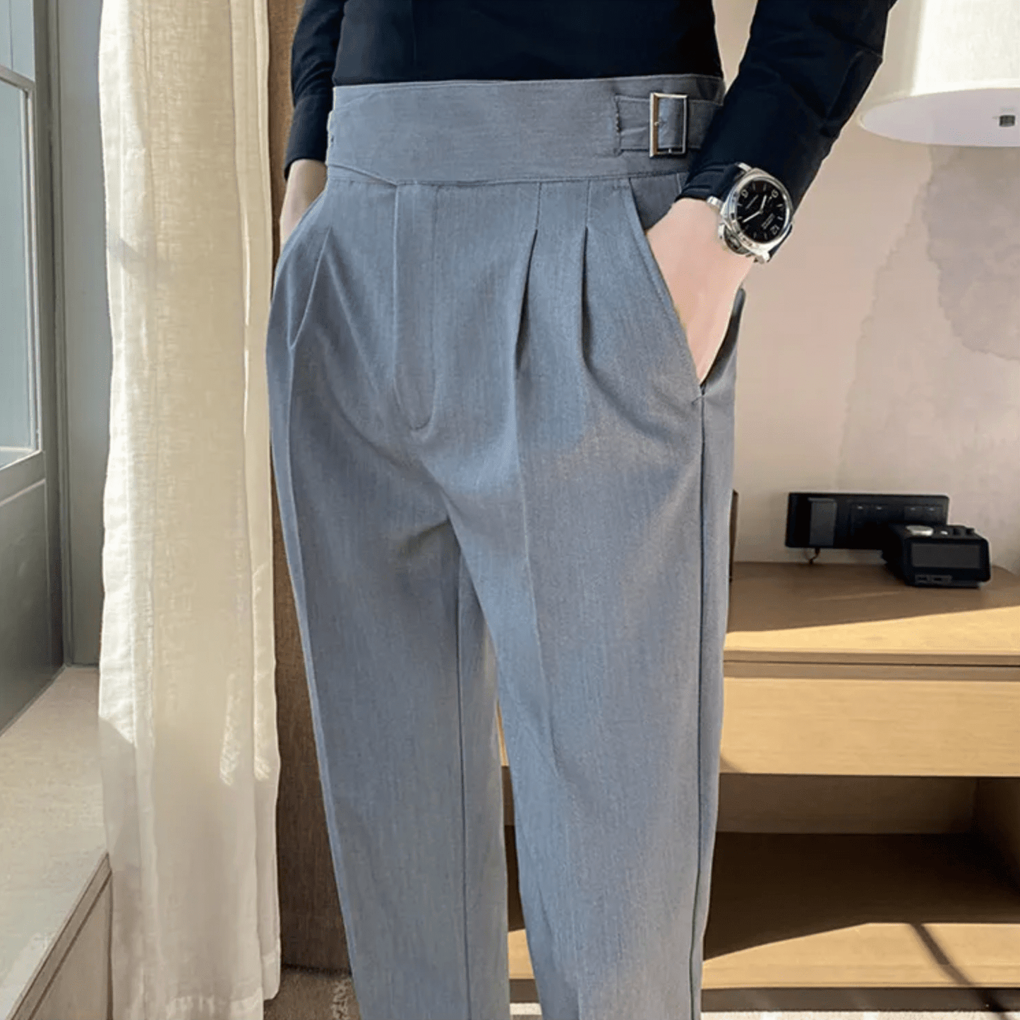 Classic Fit Formal Mens Pleated Dress Trousers
