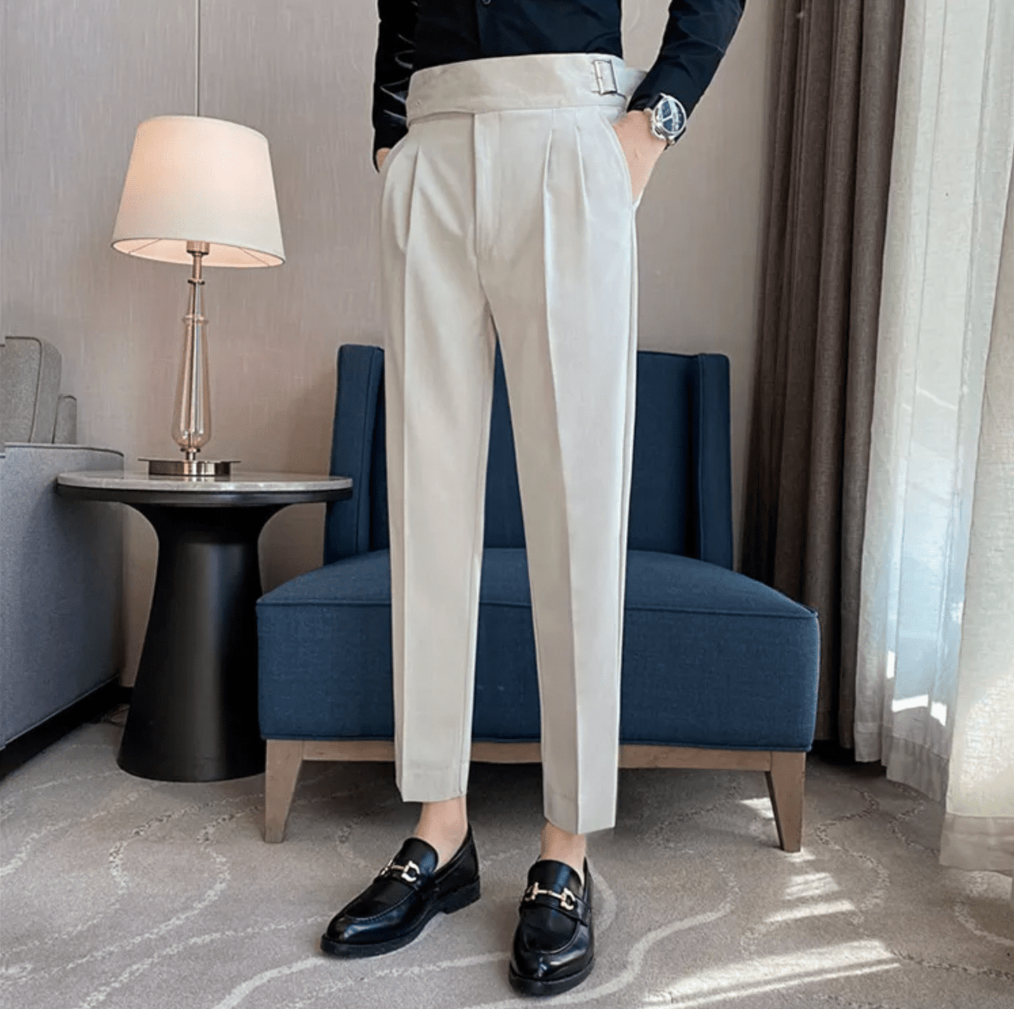 Classic Fit Formal Mens Pleated Dress Trousers