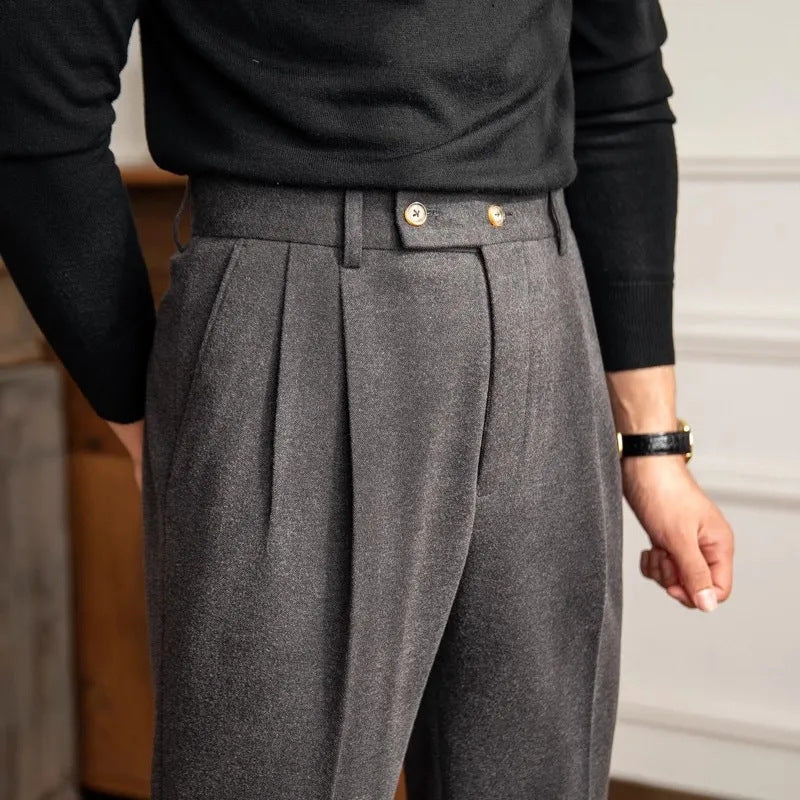Classic Flat Front Formal Mens Straight Leg Pants - OutfitLondon