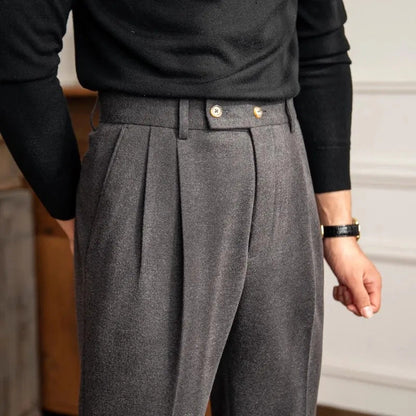 Classic Flat Front Formal Mens Straight Leg Pants - OutfitLondon