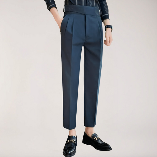Classic Fit Formal Mens Pleated Dress Trousers - OutfitLondon