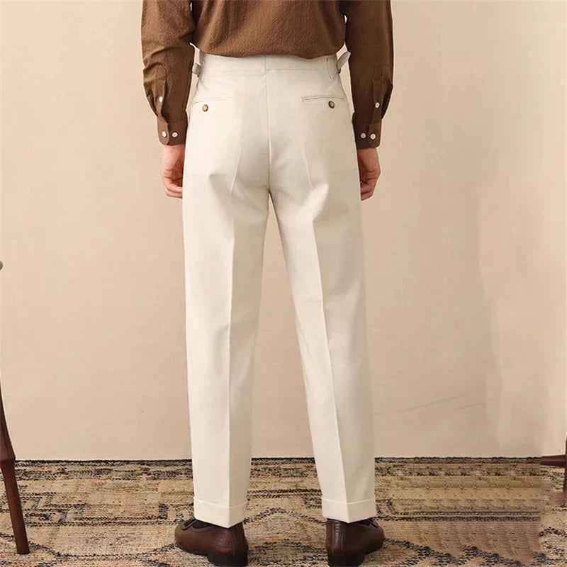Slim Fit High Waisted Pants with Side Buckle