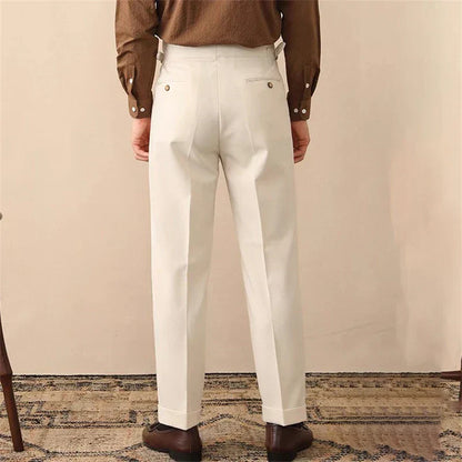 Slim Fit High Waisted Pants with Side Buckle