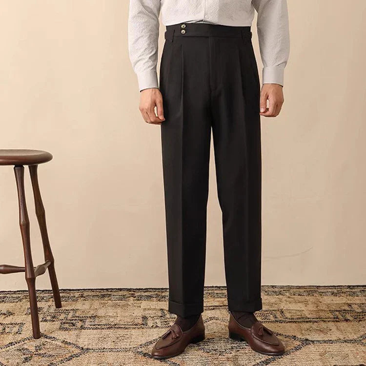 Slim Fit High Waisted Pants with Side Buckle