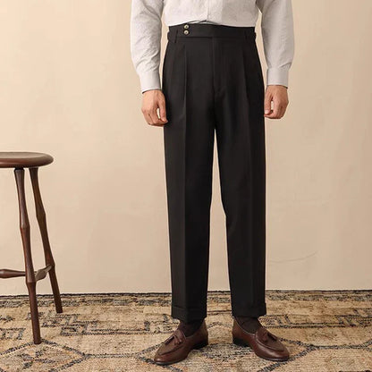 Slim Fit High Waisted Pants with Side Buckle