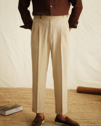 Slim Fit High Waisted Pants with Side Buckle