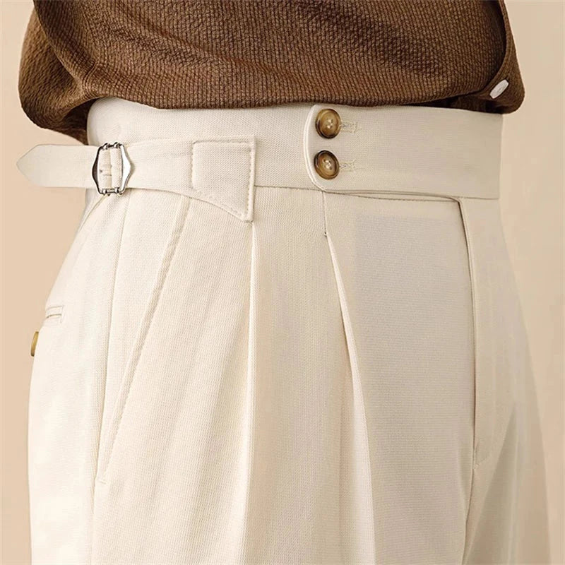 Slim Fit Formal Pants with Adjustable Waistband