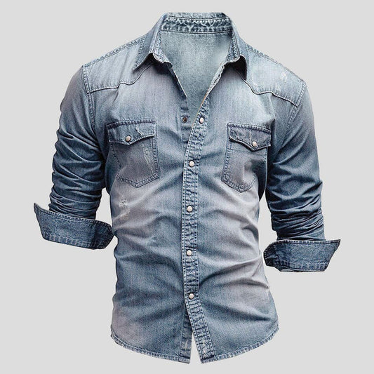 Men's Vintage Denim Shirt Multiple Colors - OutfitLondon
