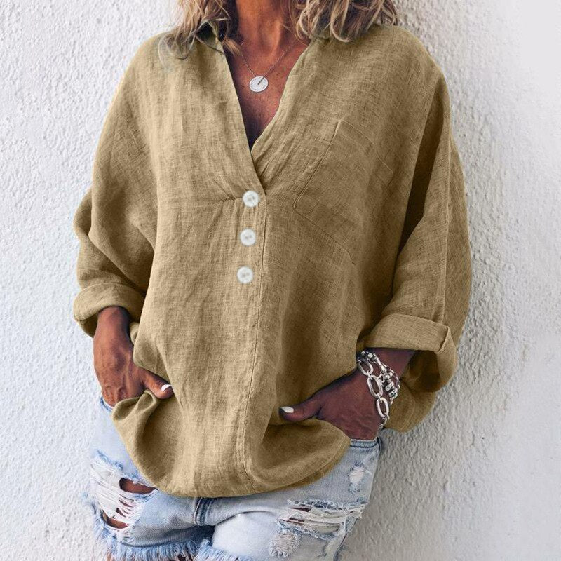 Relaxed Fit Blouse with Button Down Front