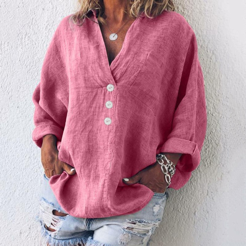 Relaxed Fit Blouse with Button Down Front