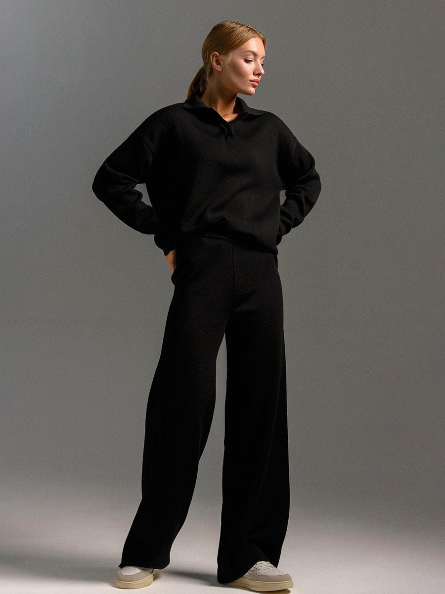 Women's Relaxed Fit Lounge Set Two Piece Collared - OutfitLondon