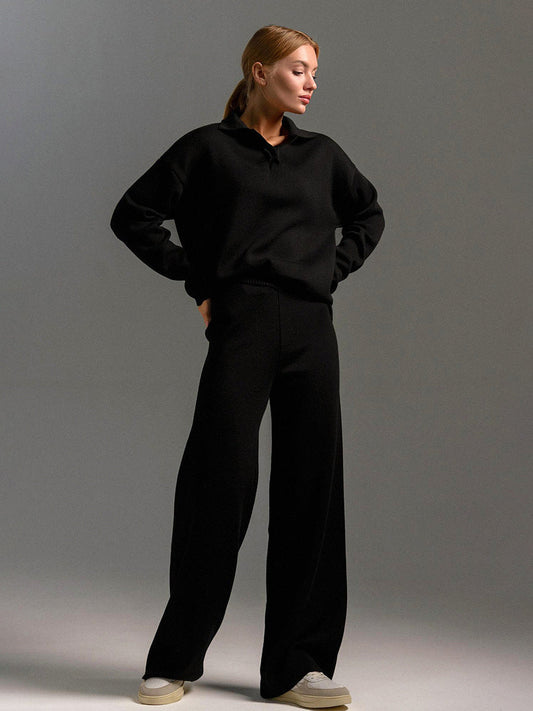 Women's Relaxed Fit Lounge Set Two Piece Collared - OutfitLondon