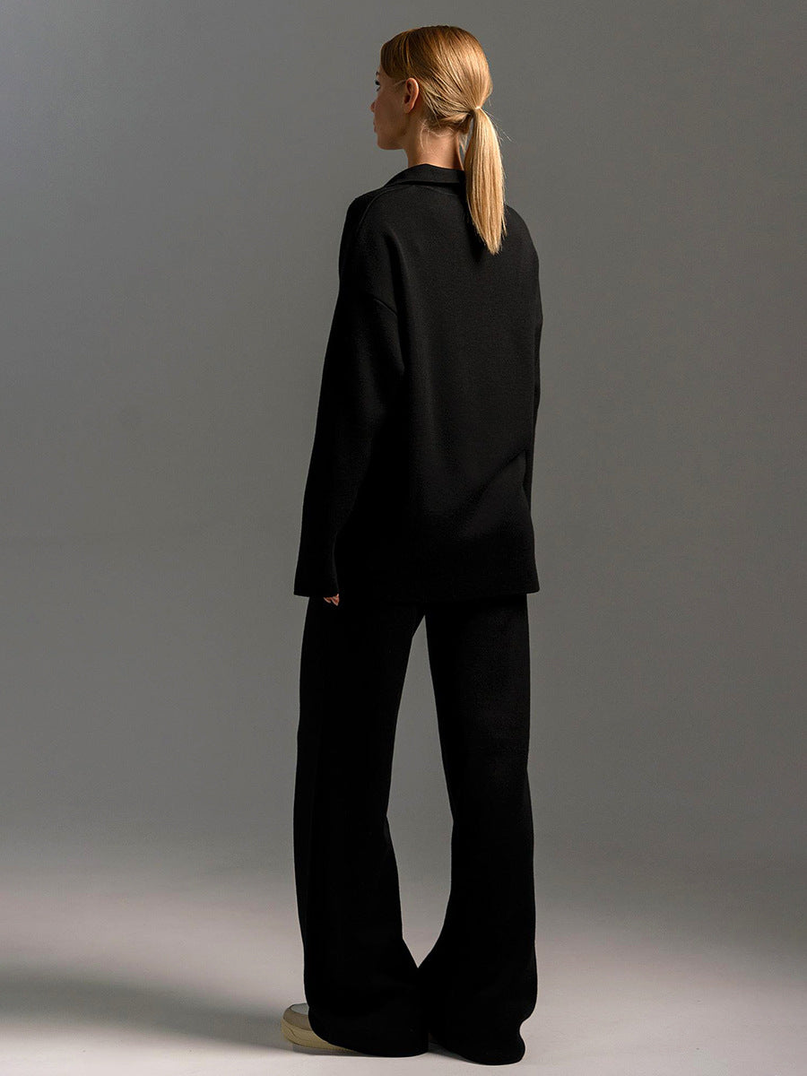 Women's Relaxed Fit Lounge Set Two Piece Collared