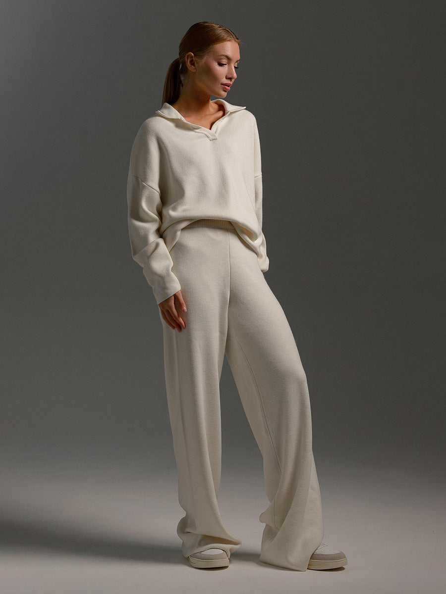 Women's Relaxed Fit Lounge Set Two Piece Collared