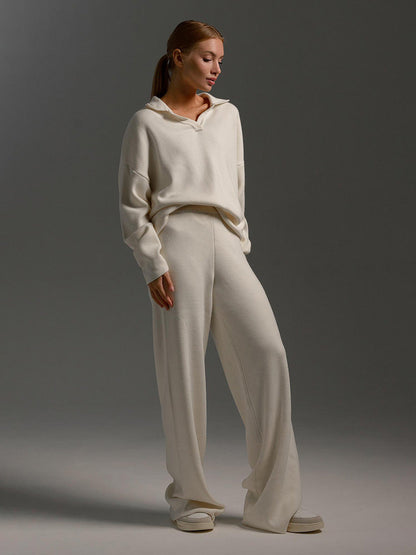 Women's Relaxed Fit Lounge Set Two Piece Collared