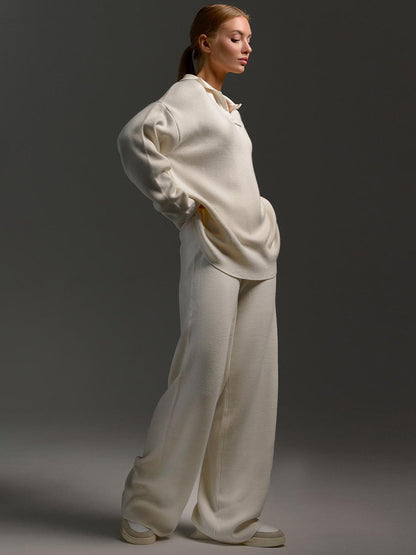 Women's Relaxed Fit Lounge Set Two Piece Collared