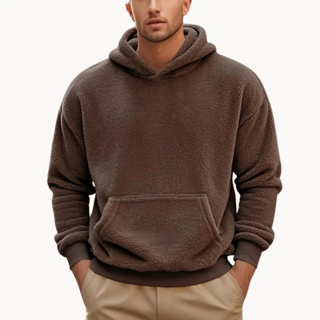 Cozy Fleece Hooded Sweatshirt With Pockets - OutfitLondon
