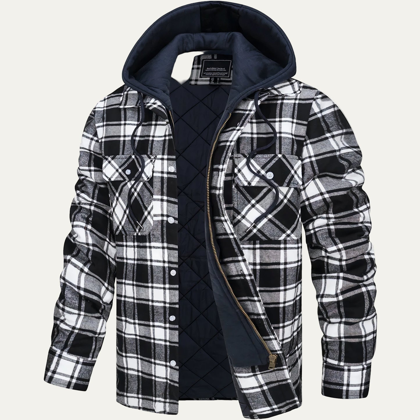 Rugged Outdoor Plaid Hoodie Jacket