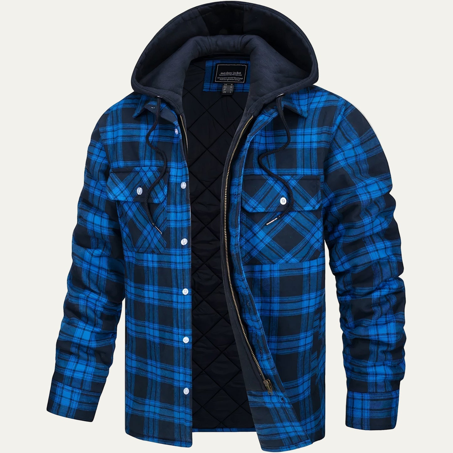 Rugged Outdoor Plaid Hoodie Jacket