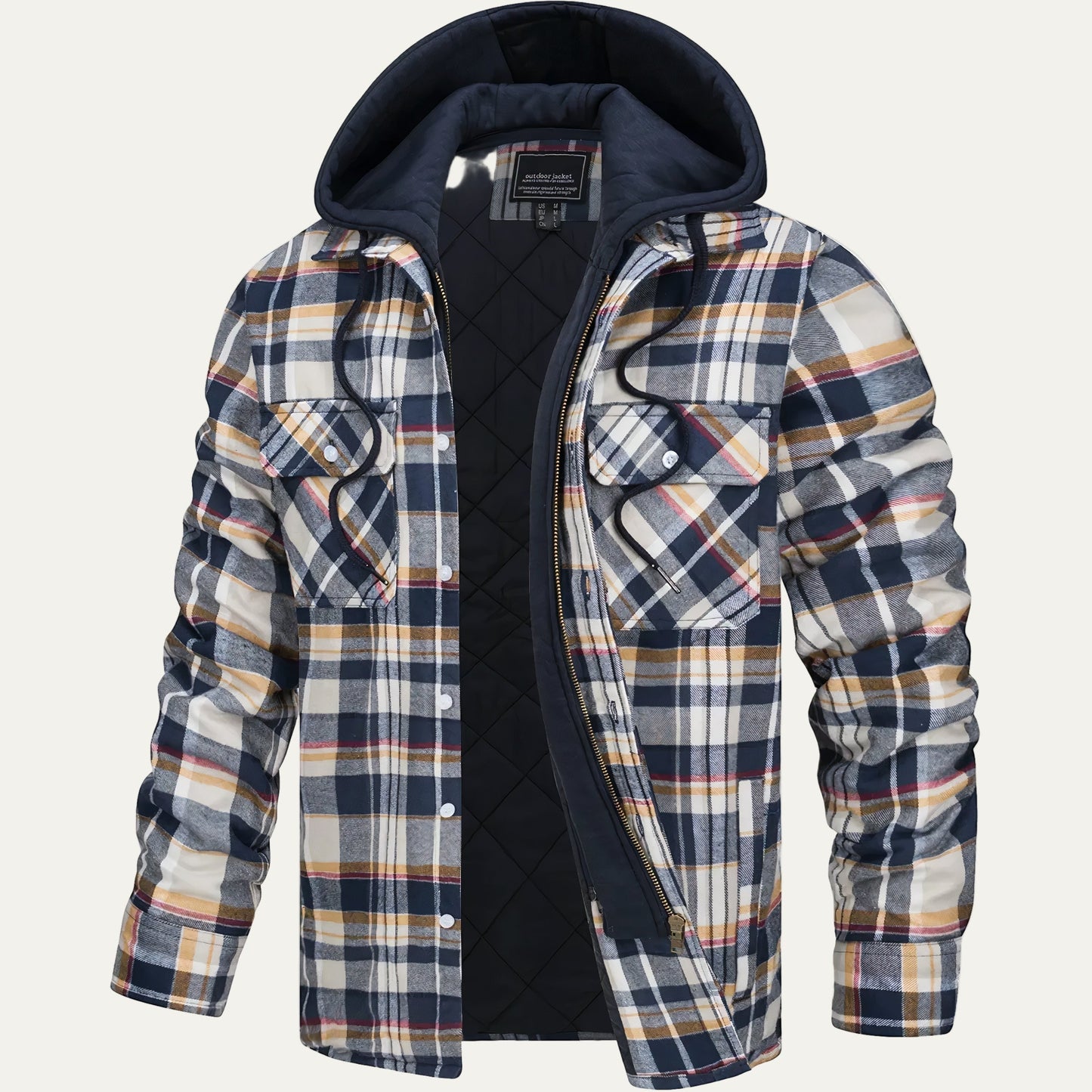 Rugged Outdoor Plaid Hoodie Jacket