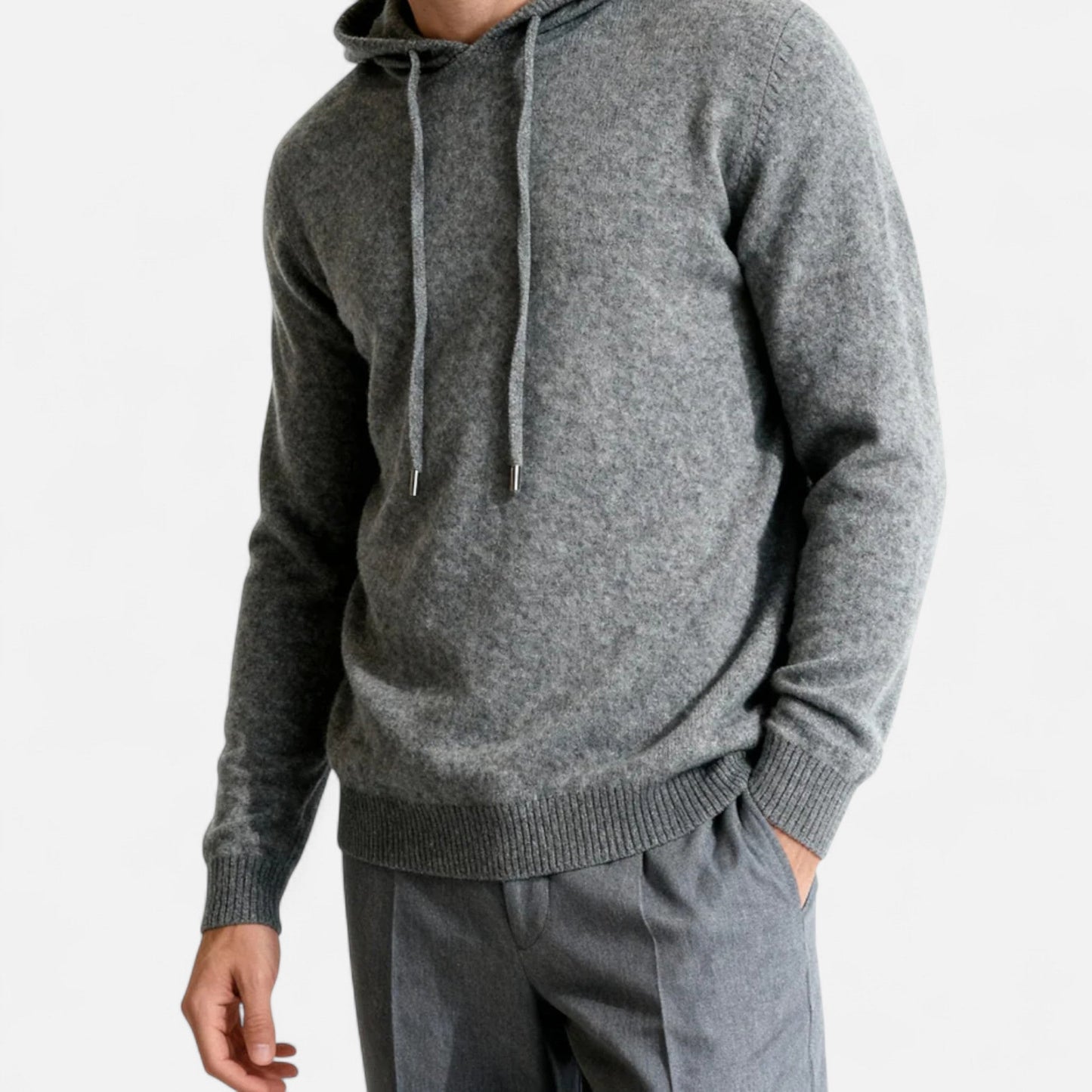 Warm Pure Wool Hooded Sweatshirt
