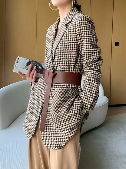 Classic Checked Jacket With Waist Belt
