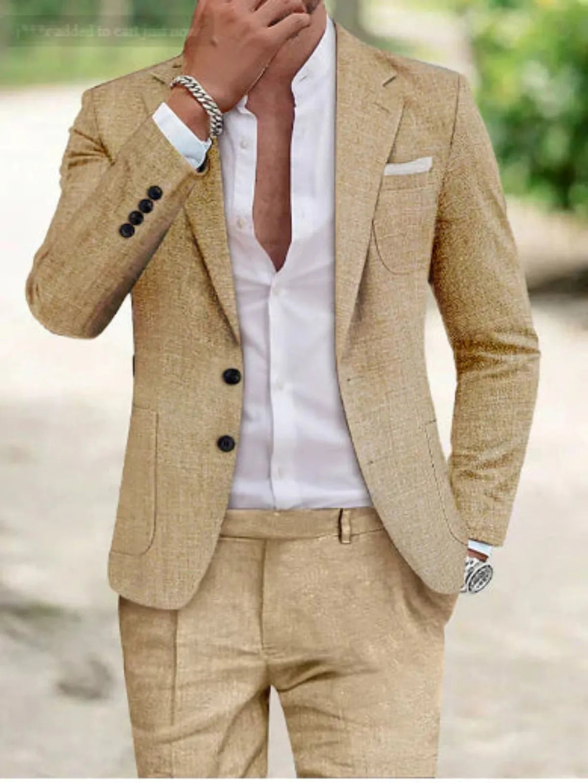 Slim Fit Summer 2-piece Linen Suit for Men