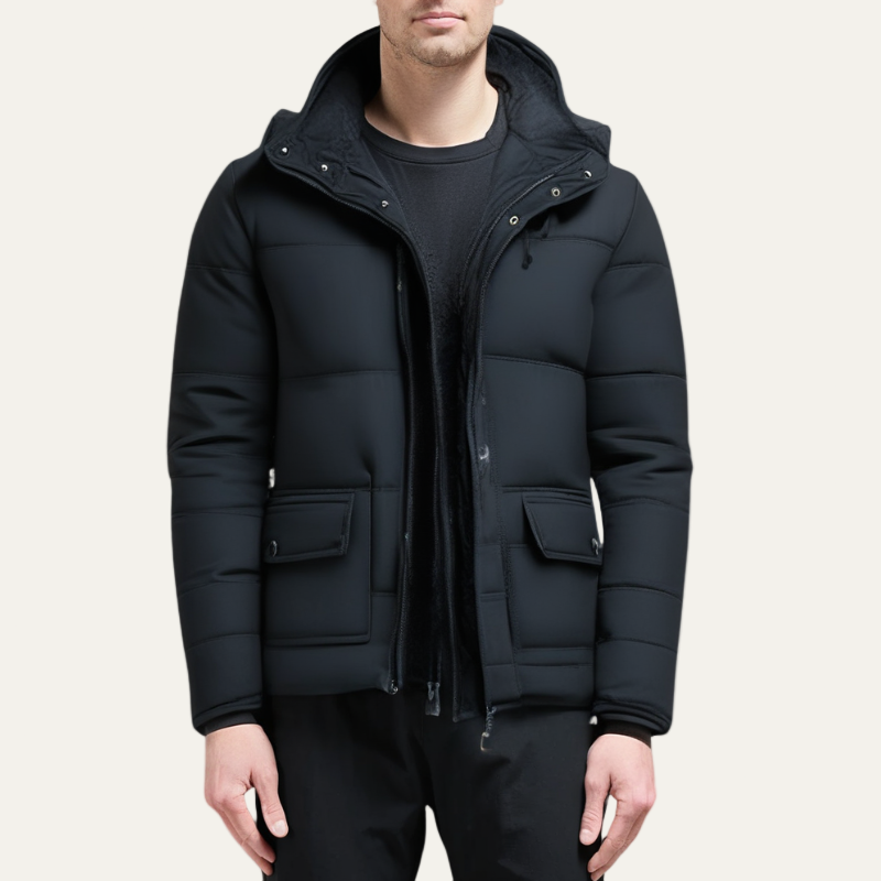 Warm Insulated Puffer Coat with Removable Hood