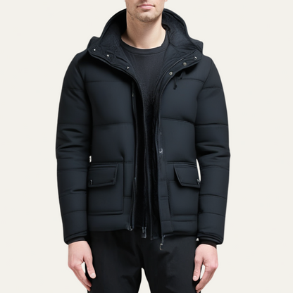 Warm Insulated Puffer Coat with Removable Hood