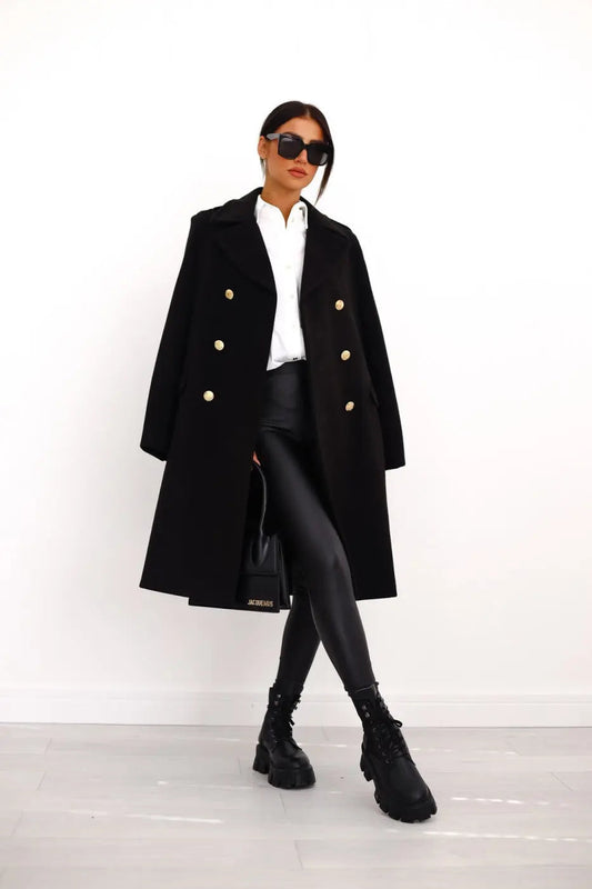 Women's Wool Double Breasted Coat - OutfitLondon