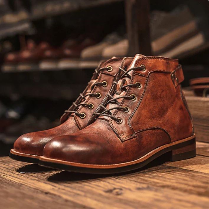 Men's Black Genuine Leather Ankle Boots - Classic Stylish Fit