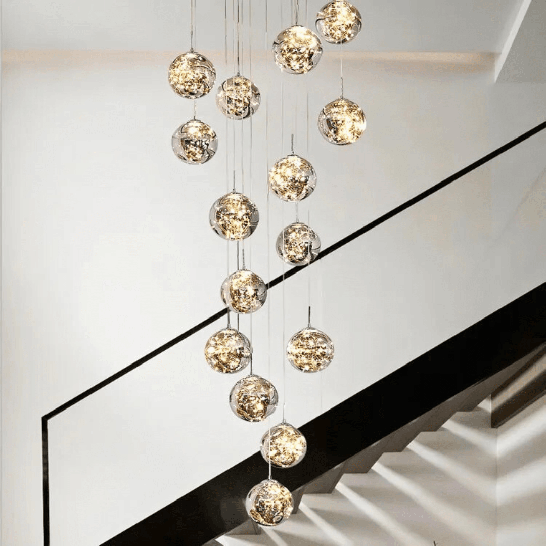 Luxury Round Crystal Stair Light Fixture