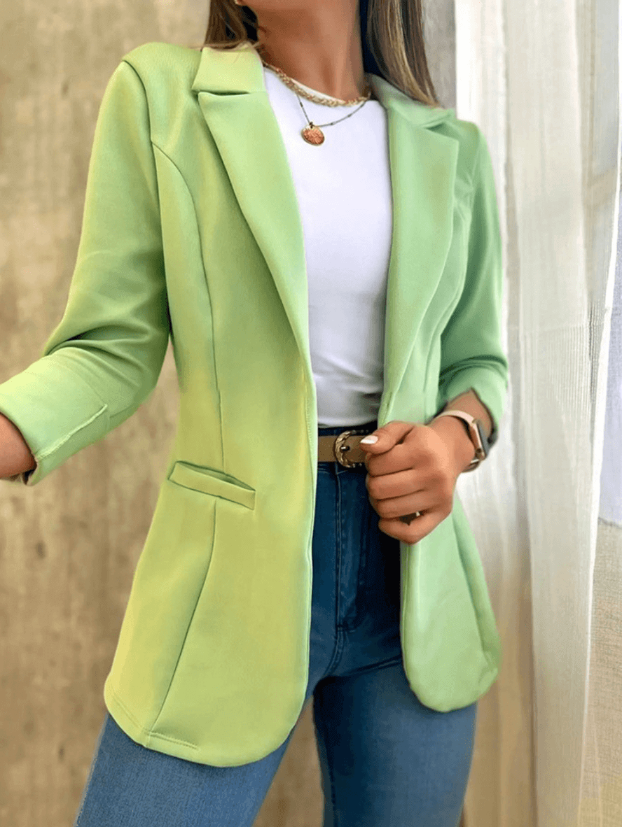 Tailored Women's Open Front Coat with Pockets - OutfitLondon